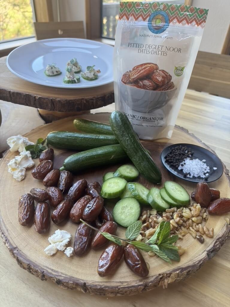 Cucumber, Date, & Nut Canapés
