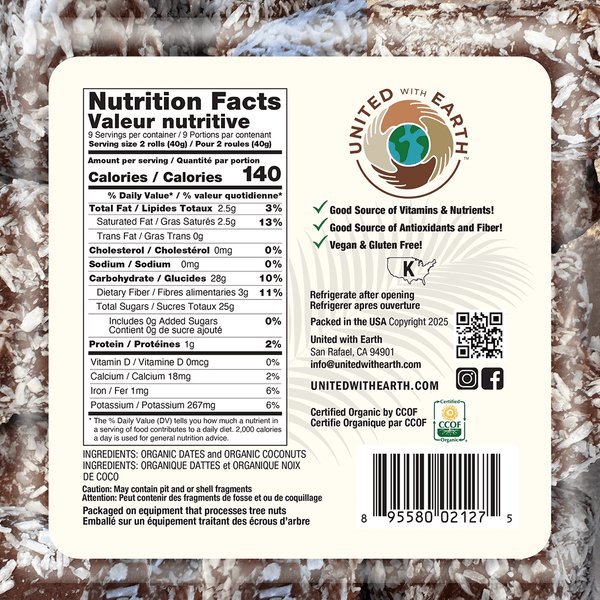 Organic Coconut Date Roll - 12 oz. Tubs