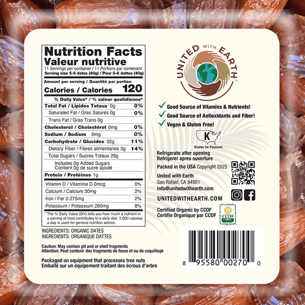 Organic Pitted Deglet Dates - 1 lb. Tubs