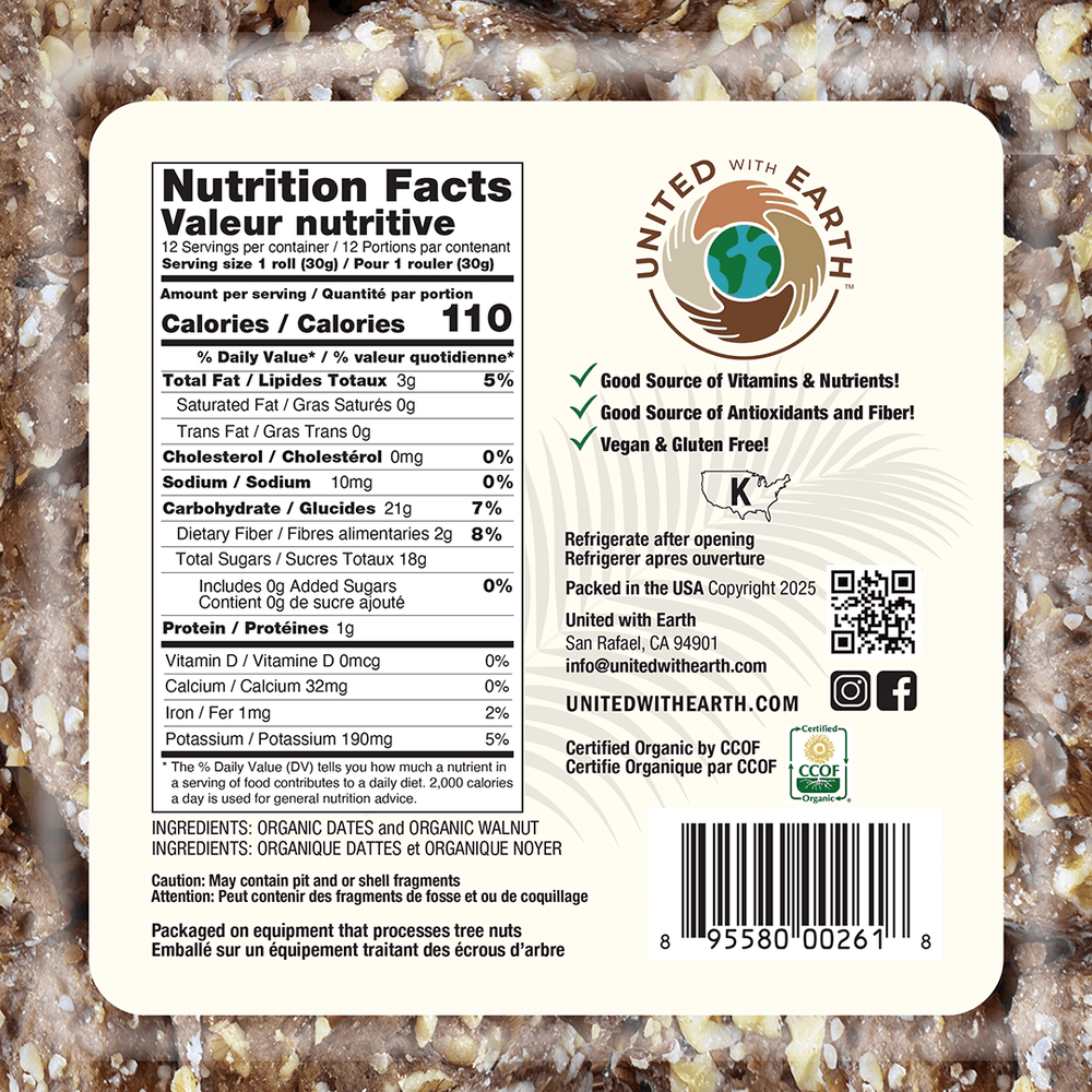Organic Walnut Date Roll - 12 oz. Tubs