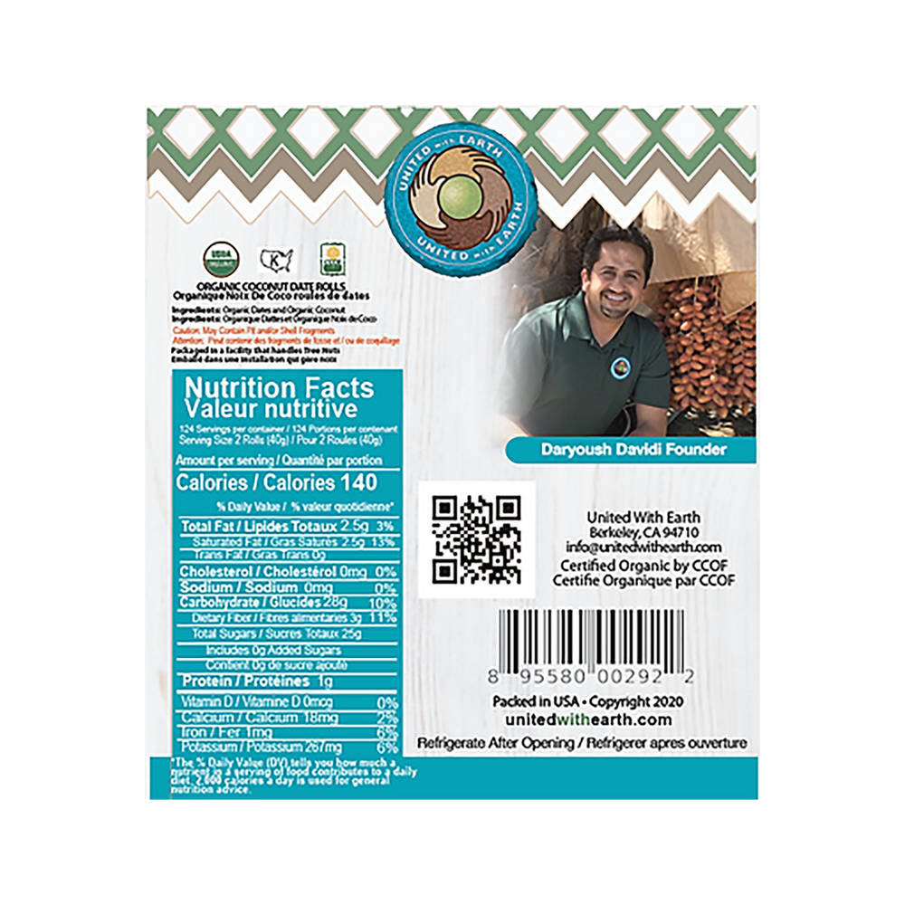 Organic Coconut Date Roll - 11 lbs. Bulk Pack